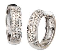 Creolen rund 585 Gold Weißgold 50 Diamanten Brillanten Ohrringe Weißgoldcreolen
