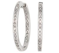 Creolen rund 585 Gold Weißgold 50 Diamanten Brillanten Ohrringe Weißgoldcreolen