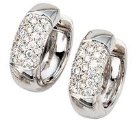 Creolen rund 585 Gold Weißgold 54 Diamanten Brillanten Ohrringe Weißgoldcreolen