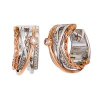 Creolen rund 585 Gold Weißgold Rotgold bicolor 52 Diamanten Ohrringe Goldcreolen