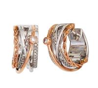 Creolen rund 585 Gold Weißgold Rotgold bicolor 52 Diamanten Ohrringe Goldcreolen