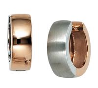 Creolen rund 585 Gold Weißgold Rotgold bicolor teil matt Ohrringe Goldcreolen