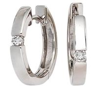 JOBO Creolen 585 Gold Weißgold 2 Diamanten Brillanten 0,10ct. Ohrringe