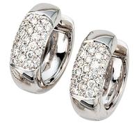 Creolen rund 585 Gold Weißgold 54 Diamanten Brillanten Ohrringe Weißgoldcreolen