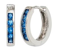 Creolen rund 925 Silber 10 Zirkonia blau Ohrringe Silberohrringe Silbercreolen