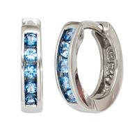 Creolen rund 925 Silber 10 Zirkonia blau Ohrringe Silberohrringe Silbercreolen