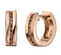 Creolen rund 925 Silber rotgold vergoldet teil matt mit Zirkonia Ohrringe