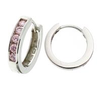 Creolen rund 925 Sterling Silber 10 Zirkonia rosa rosé Ohrringe Silbercreolen