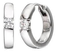Creolen rund 925 Sterling Silber 2 Zirkonia Ohrringe Silberohrringe