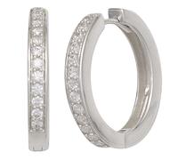 Creolen rund 925 Sterling Silber mit Zirkonia Ohrringe Silbercreolen