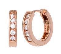 Creolen rund 925 Sterling Silber rotgold vergoldet 10 Zirkonia Ohrringe