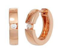 Creolen rund 925 Sterling Silber rotgold vergoldet 2 Zirkonia Ohrringe