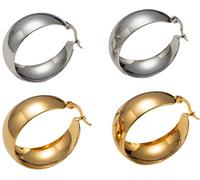 Creolen-Set FIRETTI "Multipack Schmuck Geschenk Edelstahl Ohrschmuck Ohrringe", gold (silberfarben, gelbgoldfarben), Ohrringe, Damen, 30mm, Edelstahl, Made in Germany (91104547-0) silberfarben, gelbgo