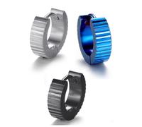 Creolen-Set FIRETTI "Multipack Schmuck Geschenk Ohrschmuck Creolenset", blau (blau, edelstahlfarben, schwarz), Ohrringe, Herren, 13mm, Edelstahl (36593439-0) blau, edelstahlfarben, schwarz