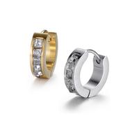 Creolen-Set FIRETTI "Multipack Schmuck Geschenk Ohrschmuck Creolenset", gelb (edelstahlfarben, gelbgoldfarben, kristallweiß, kristallweiß), Ohrringe, Damen, 13mm, Edelstahl, mit Zirkonia (synth.) (227