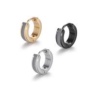 Creolen-Set FIRETTI "Multipack Schmuck Geschenk Ohrschmuck Creolenset", gelb (edelstahlfarben, gelbgoldfarben, schwarz), Ohrringe, Damen, Edelstahl (52380300-0) edelstahlfarben, gelbgoldfarben, schwar