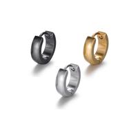 Creolen-Set FIRETTI "Multipack Schmuck Geschenk Ohrschmuck Creolenset", gelb (edelstahlfarben, gelbgoldfarben, schwarz), Ohrringe, Damen, 13mm, Edelstahl (32863167-0) edelstahlfarben, gelbgoldfarben,