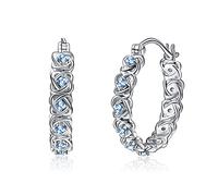 Creolen Silber 925 für Damen Große Blume Kristall Loop Ohrringe Schmuck für Damen Mädchen Durchmesser 24,4mm