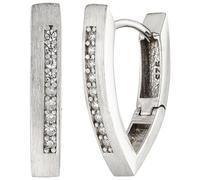 Creolen spitz 925 Silber matt 18 Zirkonia Ohrringe Silbercreolen Silberohrringe
