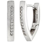 Creolen spitz 925 Silber matt 18 Zirkonia Ohrringe Silbercreolen Silberohrringe