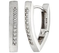Creolen spitz 925 Silber matt 18 Zirkonia Ohrringe Silbercreolen Silberohrringe