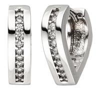 Creolen spitz 925 Sterling Silber 20 Zirkonia Ohrringe Silbercreolen