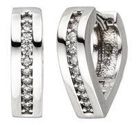 Creolen spitz 925 Sterling Silber 20 Zirkonia Ohrringe Silbercreolen
