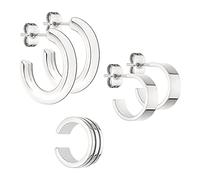 Creolenset aus zwei Paaren und Ear Cuff Edelstahl