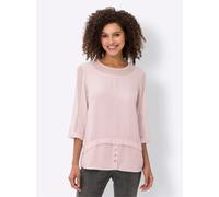 Crepebluse HEINE, Damen, Gr. 42, rosa (hellrosé), 100% Polyester, Besatz:100% Polyester, unifarben, Rundhals, Blusen (50377809-42) hellrosé