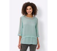 Crepebluse HEINE, Damen, Gr. 48, grün (kalkmint), 100% Polyester, Besatz:100% Polyester, unifarben, Rundhals, Blusen (30816700-48) kalkmint