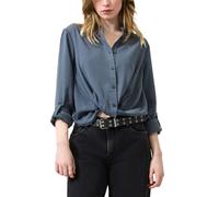 Crepebluse QS, Damen, Gr. 40, blau (mid grau), Obermaterial: 100% Polyester, unifarben, bequem, Manschette, Blusen, mit fixiertem Knotendetail (86394261-40) mid grau