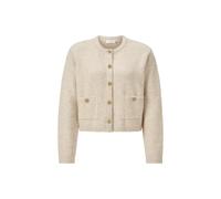 Cardigan RICHROYAL, Damen, Gr. XL, caffee latte, Strick, Obermaterial: 61% Polyacryl, 21% Wolle, 18% Polyester, gerade kurz, Rundhals, Rippbündchen, Strickjacken, Boucle, gerader Form, Schmuckknöpfe,
