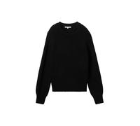 Tom Tailor Denim Strickpullover Rundhals mit leichten Ballonärmeln Deep Black XS