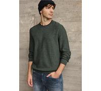 Strickpullover STREET ONE MEN, Herren, Gr. M (40), timeless grün, Web, 80% Baumwolle, 20% Nylon, unifarben, normal normal, Rundhals, Rippbündchen, Pullover Strickpullover, Feinstrick (65727538-M) time