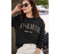 Sweatshirt STREET ONE STUDIO, Damen, Gr. 36, schwarz, Sweatware, 60% Baumwolle, 40% Polyester, normal, Rundhals, abgesteppt, Sweatshirts Sweatshirt, mit Wording (11760648-36) schwarz