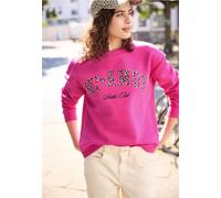 Sweatshirt STREET ONE STUDIO, Damen, Gr. 42, pink (ruby raspberry), Sweatware, 60% Baumwolle, 40% Polyester, normal, Rundhals, abgesteppt, Sweatshirts Sweatshirt, mit Wording (76117819-42) ruby raspbe