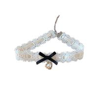 CRFFZ Modische Halskette, Schleife, Herz-Anhänger, Halskette, verstellbare Spitze, Choker, Schlüsselbeinkette, Geschenke für Frauen, Herzanhänger, Choker, Medium, Wie beschrieben, Wie beschrieben