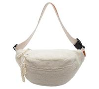 CRGANGZY Fleece-Sherpa-Umhängetaschen for Damen, Mini-Überall-Gürteltasche, Trendige, modische, niedliche Taillentasche, Winter-Plüsch-Hüfttasche, Taillen-Bauchtasche (weiß)