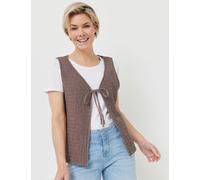 Crinkle Shirtweste mit Bändchen, taupe, Größe 46, Jeans Fritz