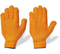 Criss-Cross Strick-Handschuhe - 100% Acryl - mit PVC-Beschichtung - orange - Gr. 8