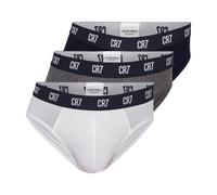 CR7 Herren Slips, 3er Pack - Briefs, Logobund, Stretch Cotton Weiß/Grau/Dunkelblau XL