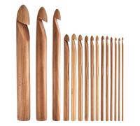 Crochet Hooks for Beginners, 15X Crocheting Hooks, 3 to 25mm Long Crochet Needles, Ergonomic Wooden Crochet Hook Set, Long Knitting Needles for Beginners, Comfortable Craft Tools