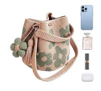 Crochet Shoulder Bag - Flower Pattern Shoulder Tote, Knit Beach Handbag,Floral Tassels Design | Woven Cotton Yarn Purse, Women Ladies Girls Daily Commute Shopping Outdoor Vacation Travel Party Satchel