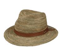 Stetson Crochet Traveller Seegrashut - Naturfarbener Hut aus 100% Stroh - Vintage-Stil - Sommerhut mit Ledergarniturband - Unisex - Frühjahr/Sommer Natur S (54-55 cm)