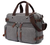 CROCOD Umwandelbarer Laptop-Rucksack, 17,3 Zoll, Messenger-Tasche für Damen/Herren Grau grau 17.3 Inch