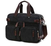 CROCOD Umwandelbarer Laptop-Rucksack, 17,3 Zoll, Messenger-Tasche für Damen/Herren Schwarz schwarz 17.3 Inch