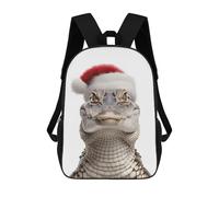 Crocodile Wearing Santa Hat Modischer, Lässiger Kinderrucksack, 3D-gedruckter Schulrucksack Für Jungen, Großer Rucksack 17inch