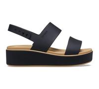 Plateausandale CROCS "Brooklyn Matte Wrap Low Wedge", Damen, Gr. 39, schwarz, schwarz, cashew, Croslite™, kontrastfarbene Details, Schuhe, Sommerschuh, Sandalette, Riemchensandale mit Softfußbett (942