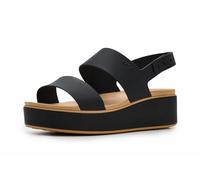 Plateausandale CROCS "Brooklyn Matte Wrap Low Wedge", Damen, Gr. 37, schwarz, schwarz, cashew, Croslite™, kontrastfarbene Details, Schuhe, Sommerschuh, Sandalette, Riemchensandale mit Softfußbett (942