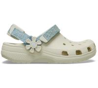 Clog CROCS "Classic Flower", Kinder, Gr. 30, sanftes weiß, summit weiß, Croslite™, Textil, geblümt, kontrastfarbene Details, Schuhe Clog, Sommerschuh, Strandschuh, Sandale mit Klettverschlüssen (35978